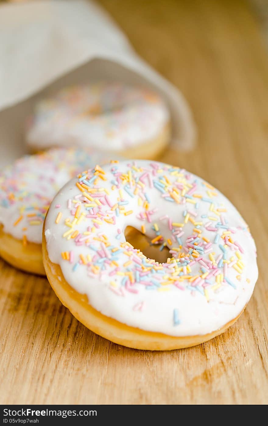 Fresh donuts in paper bag