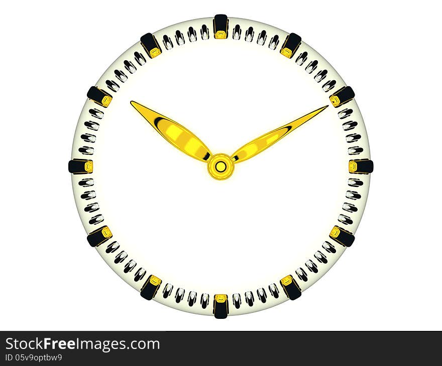 Isolated white clock, three-dimentional. Isolated white clock, three-dimentional