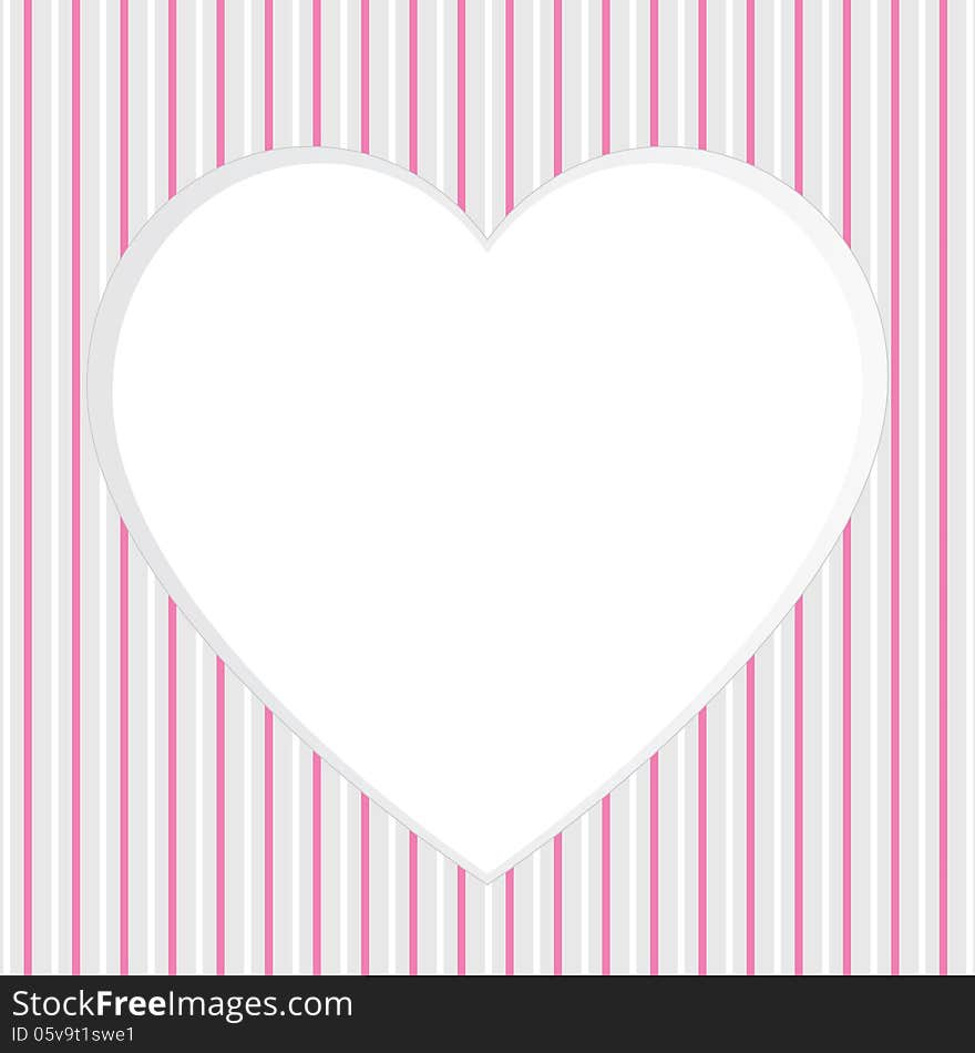 Vector illustration. Heart shape with copy space on striped background