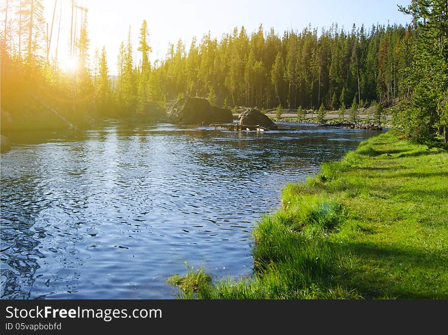 Beautiful View Of Mointain River