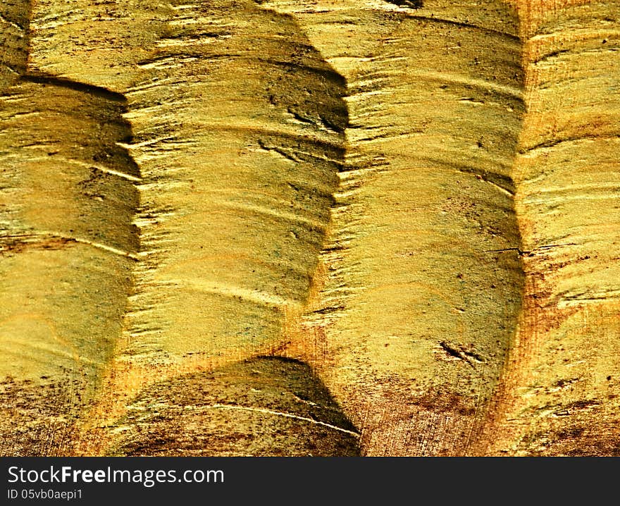 Background or texture structure woodcarving yellow ocher color