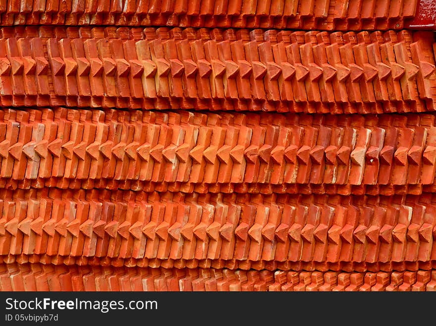 Roof tile stack of thai temple in thainland