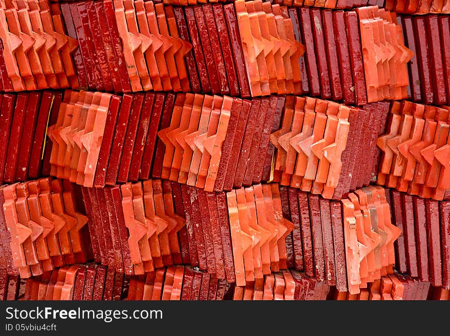 Roof tile stack of thai temple