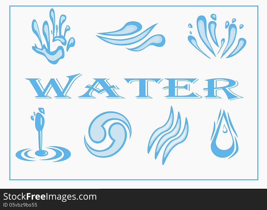 Water Icon Set. Vector Illustration.