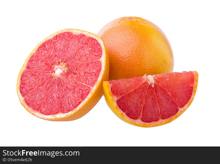 Ripe grapefruits isolated on white background