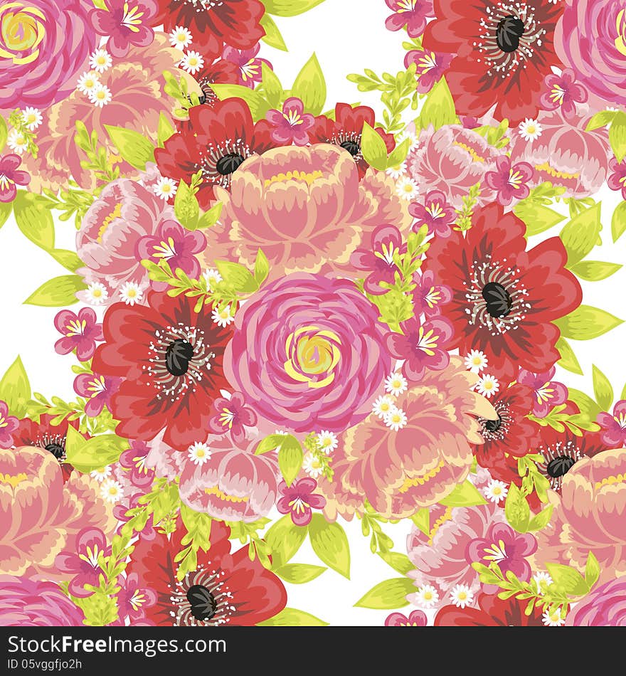 Vector seamless background with flowers. Vector seamless background with flowers