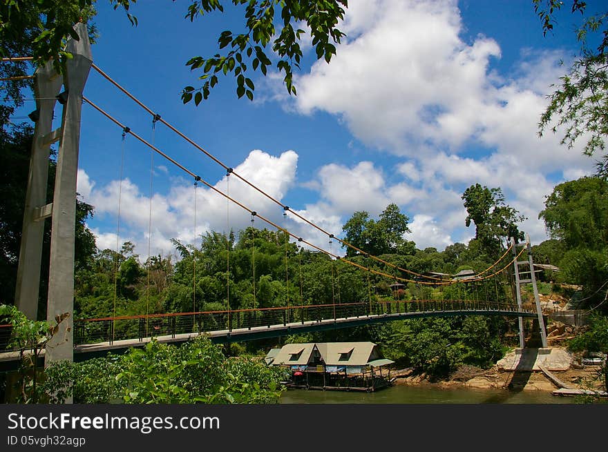 Bridge over the river in the forest in thailand