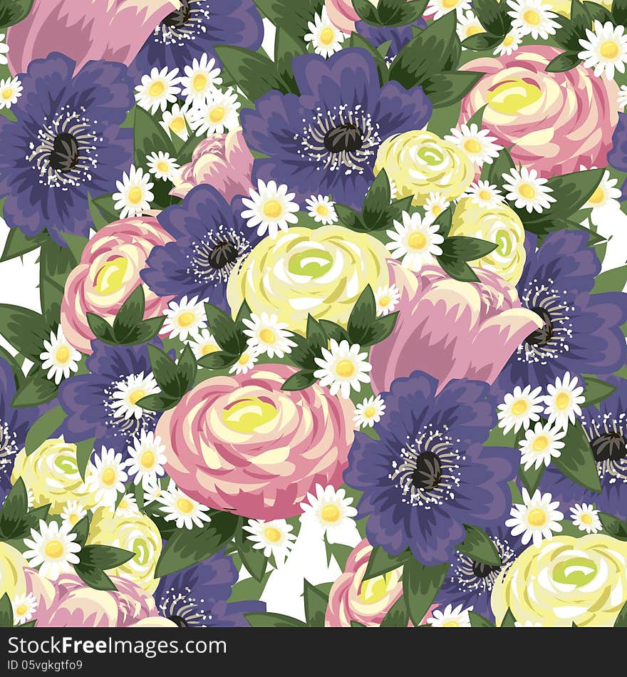 Vector seamless background with flowers. Vector seamless background with flowers