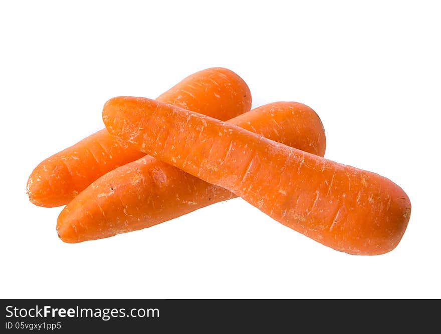 Fresh carrots isolated on white background