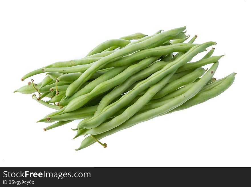 Green beans isolated on a white background.