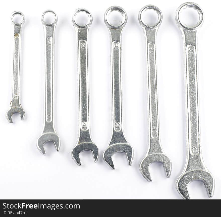 Wrench sets isolated on white