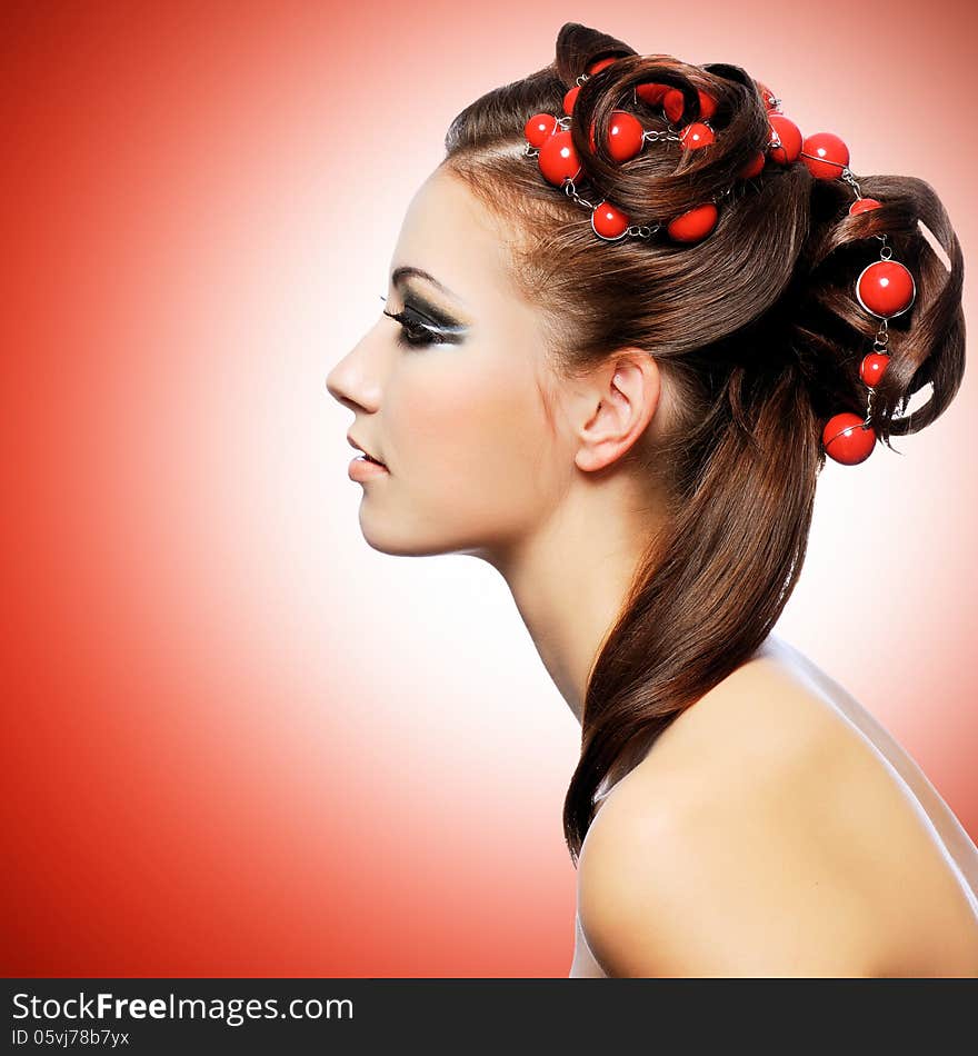 Beautiful woman with creative hairstyle