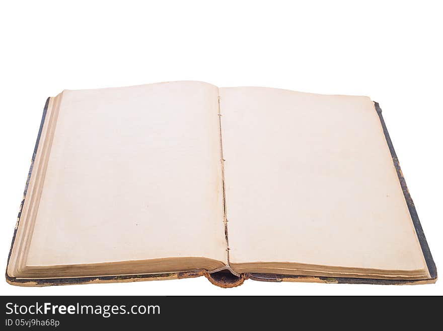 Old open book on white background. Old open book on white background.