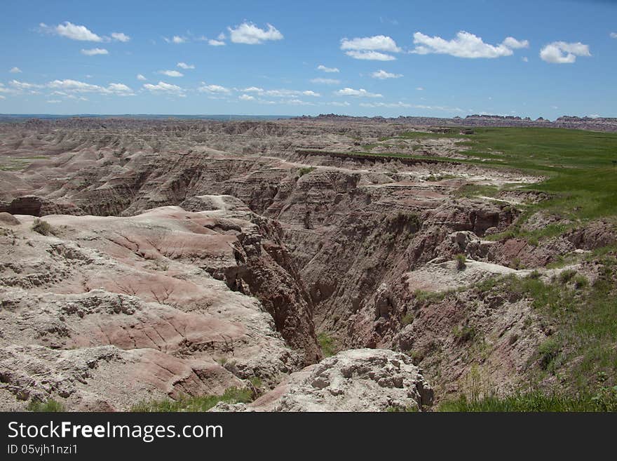 The badlands in South Dakota.