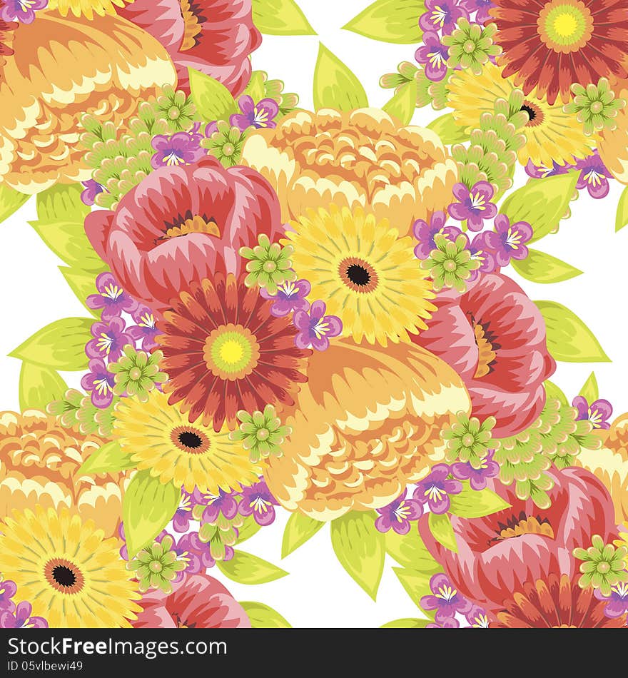 Vector seamless background with flowers. Vector seamless background with flowers