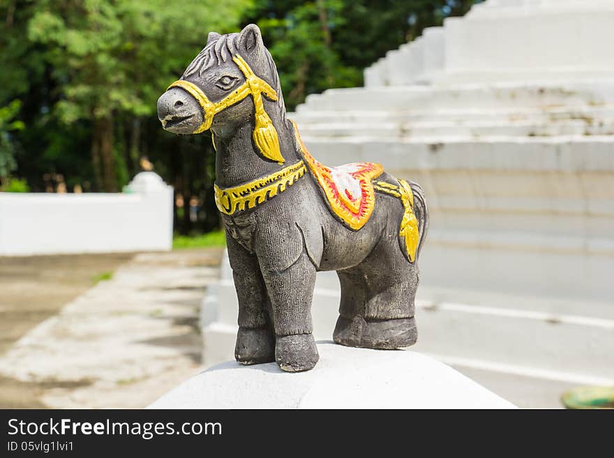 Black sacred horse with decorated