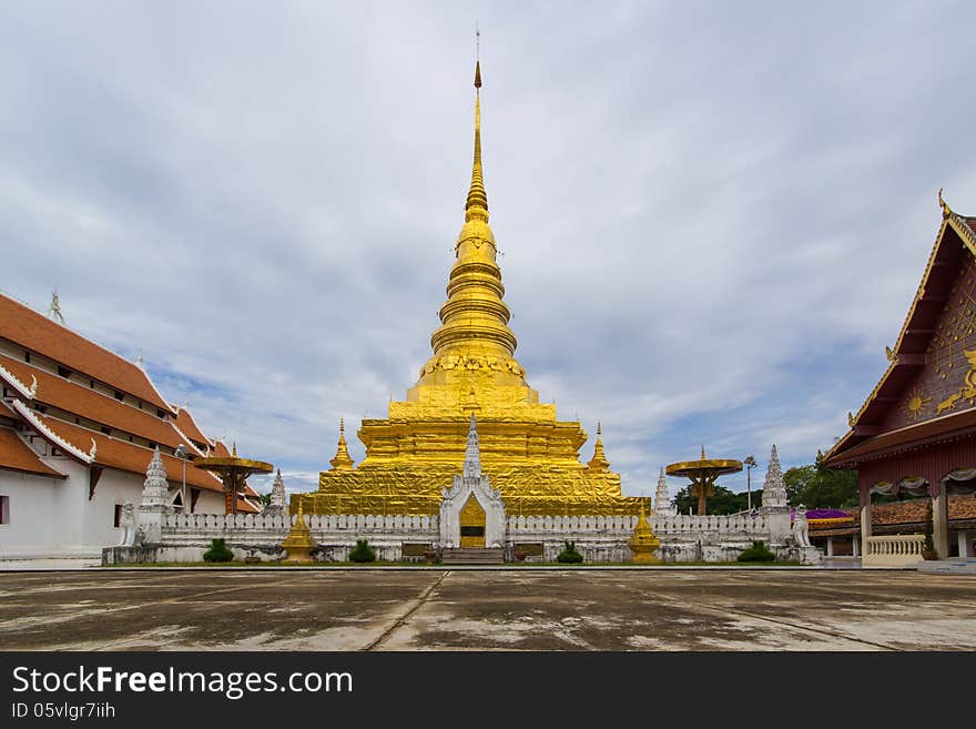 Golden pagoda in thailand temple