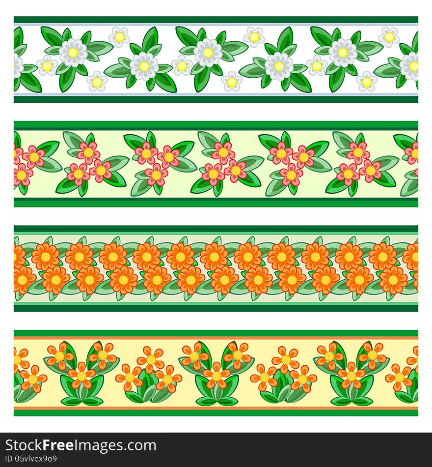 Seamless floral borders