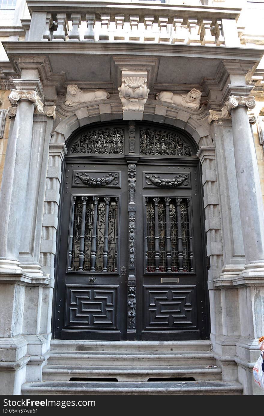 Portal of an old building in Bruges.