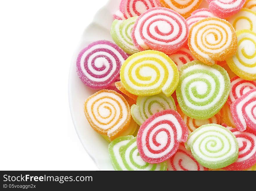 Marshmallow with Gelatin Dessert on a white plate