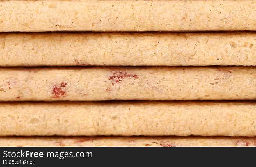 Sticks of biscuit with filling. Macro.