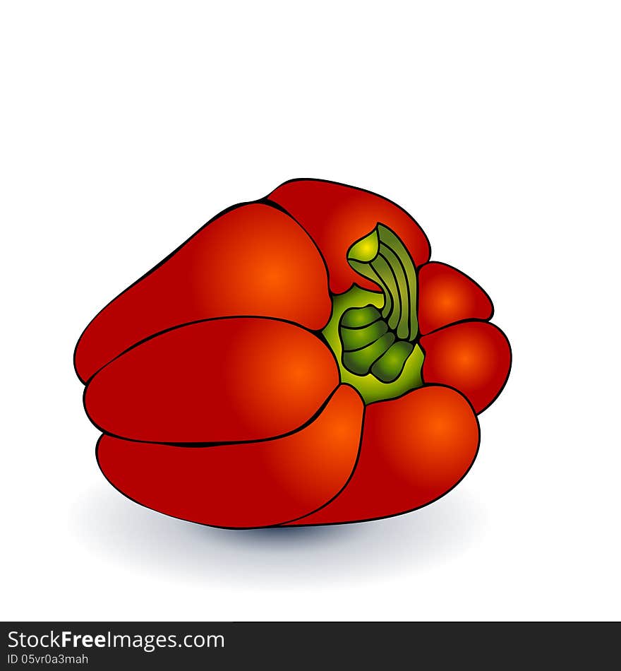 Vector Vegetable Pepper On A White Background