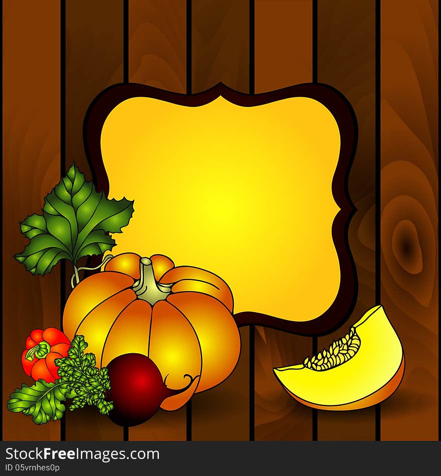 Harvest On Wooden Background.