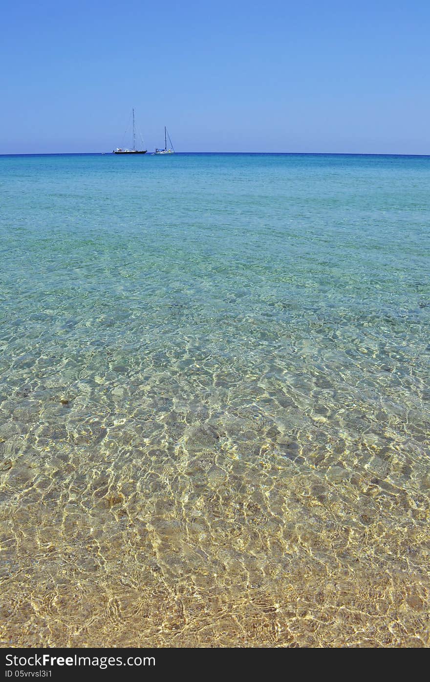 Sea horizon with boats