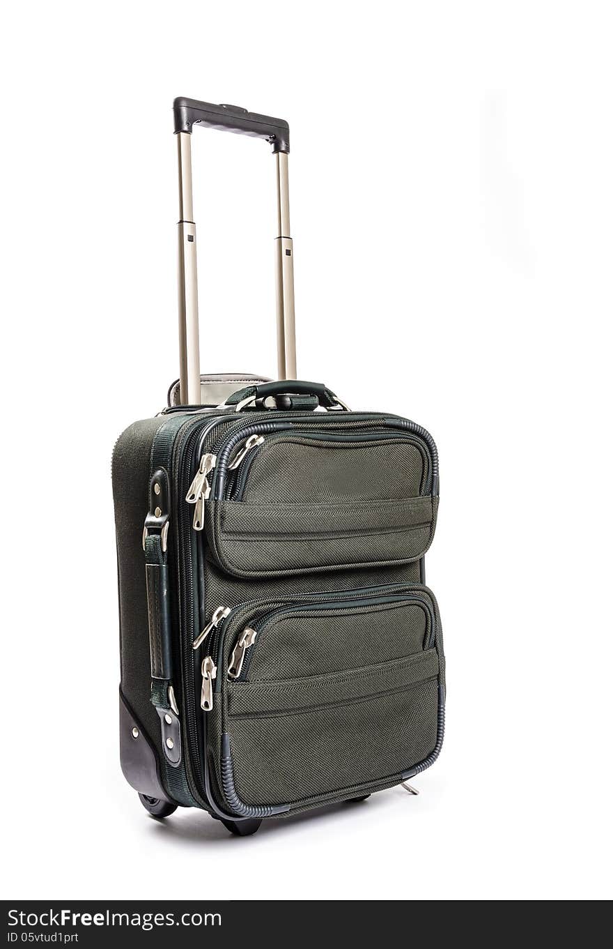 Small Green Travel Luggage Isolated 2