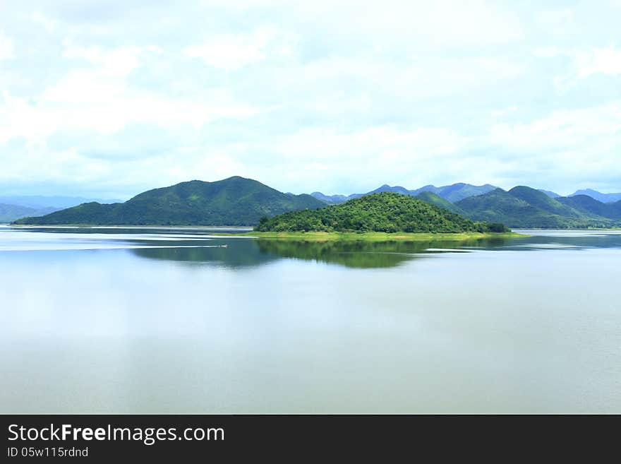 Views over the reservoir Kaengkrachan dam, Phetchaburi Thailand