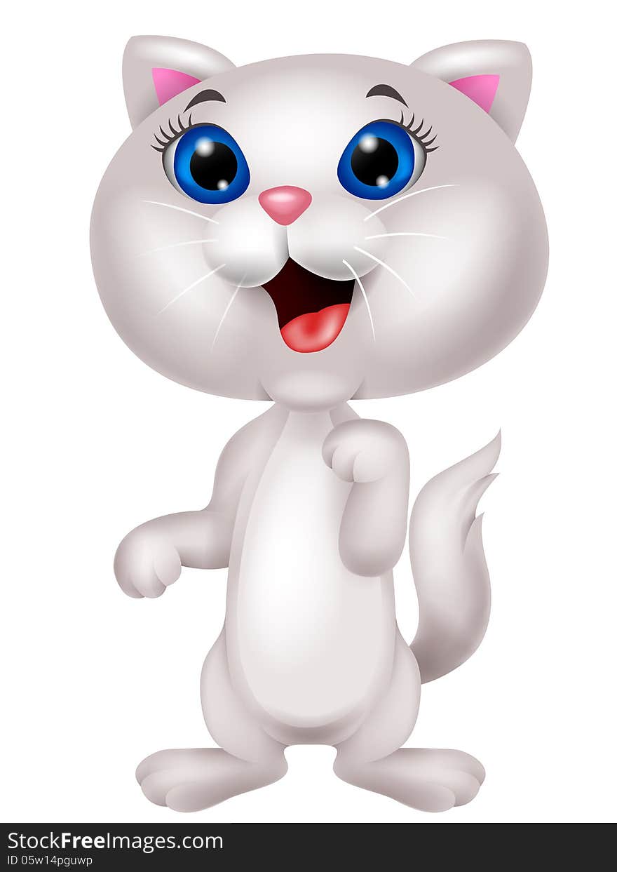 Illustration of Cute white cat cartoon