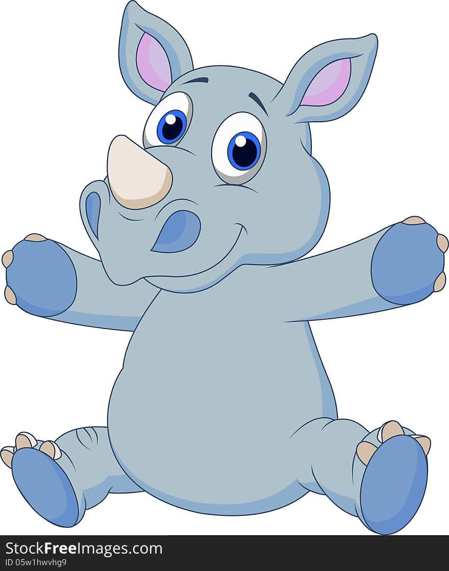 Illustration of Cute rhino cartoon