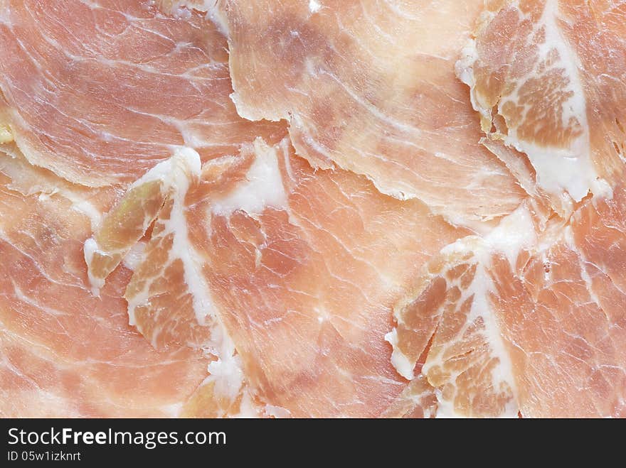 Texture of the thin slices of ham