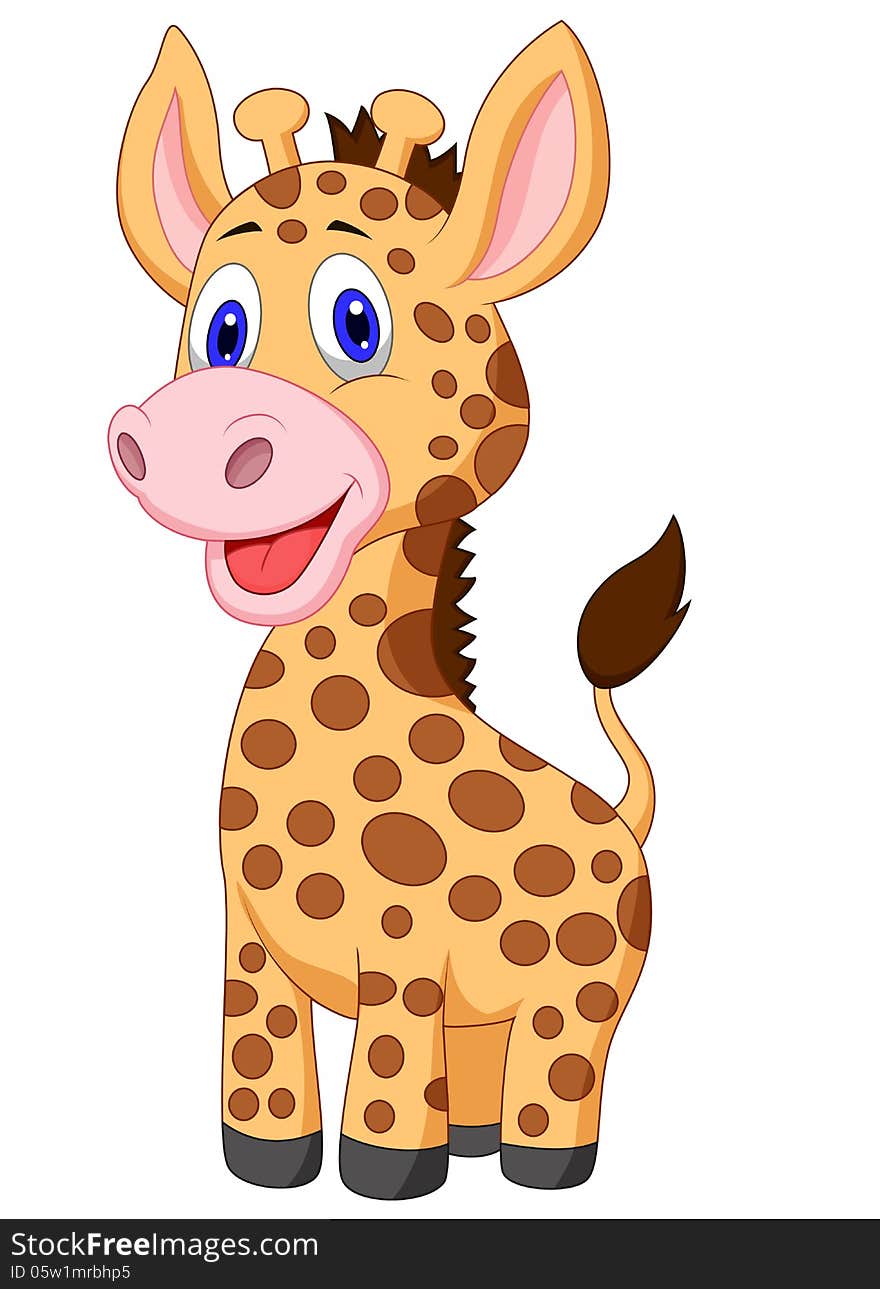 Illustration of Cute baby giraffe cartoon