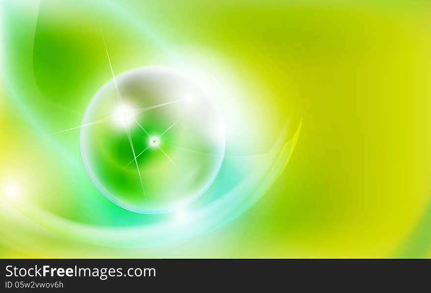 Green abstract background and transparent bubble. Green abstract background and transparent bubble