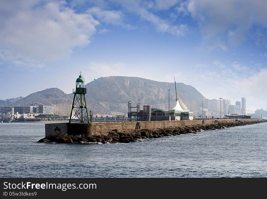 Lighthouse in the port of Alicante