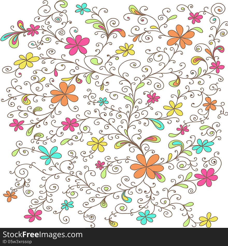 Decorative floral pattern colored. Vector illustration