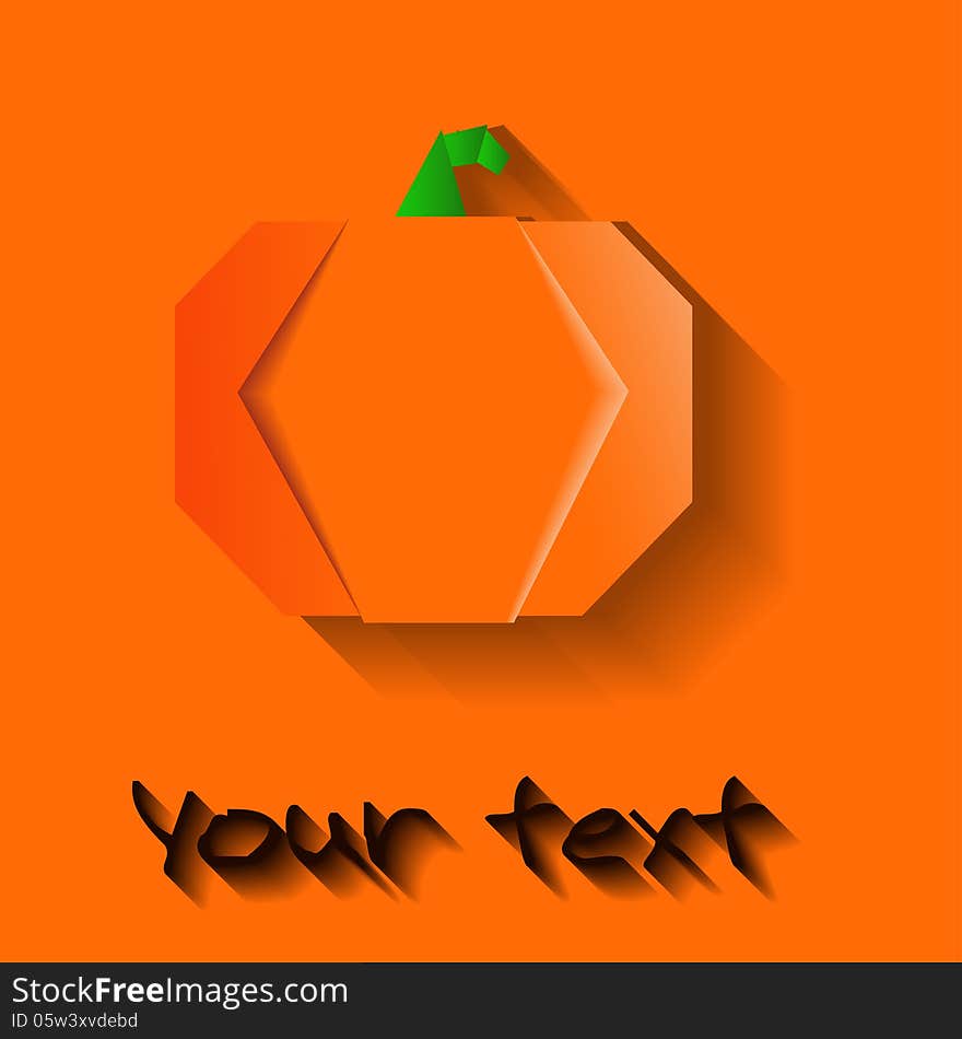 Vector Orange Origami Halloween Pumpkin