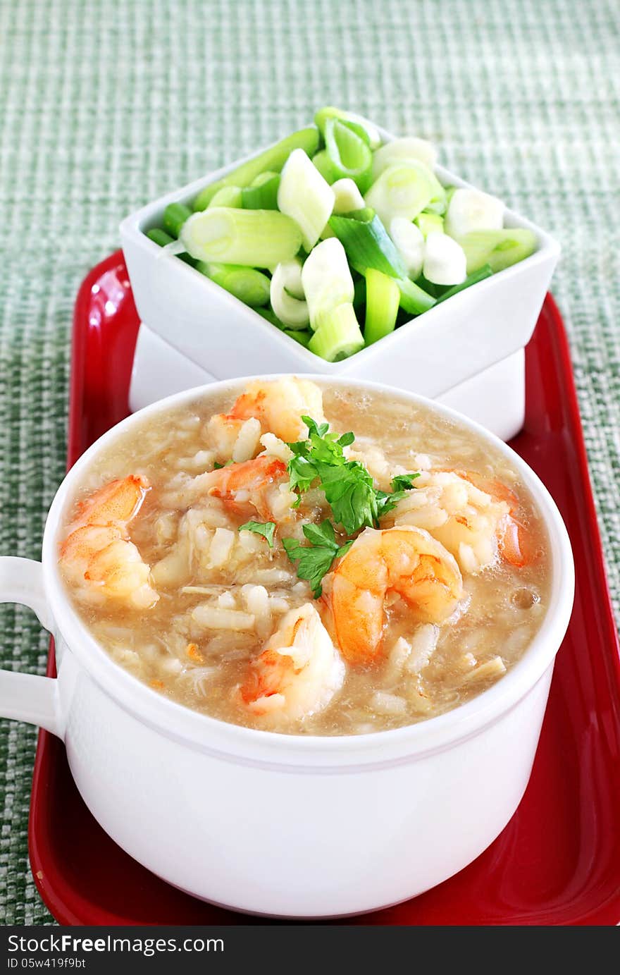 Rice and seafood soup