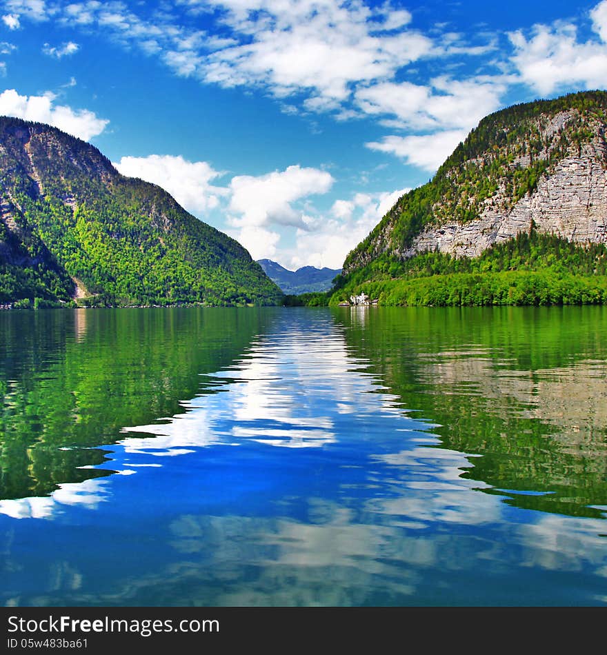 Beautiful landscapes of Austrian lakes, in Hallstatt