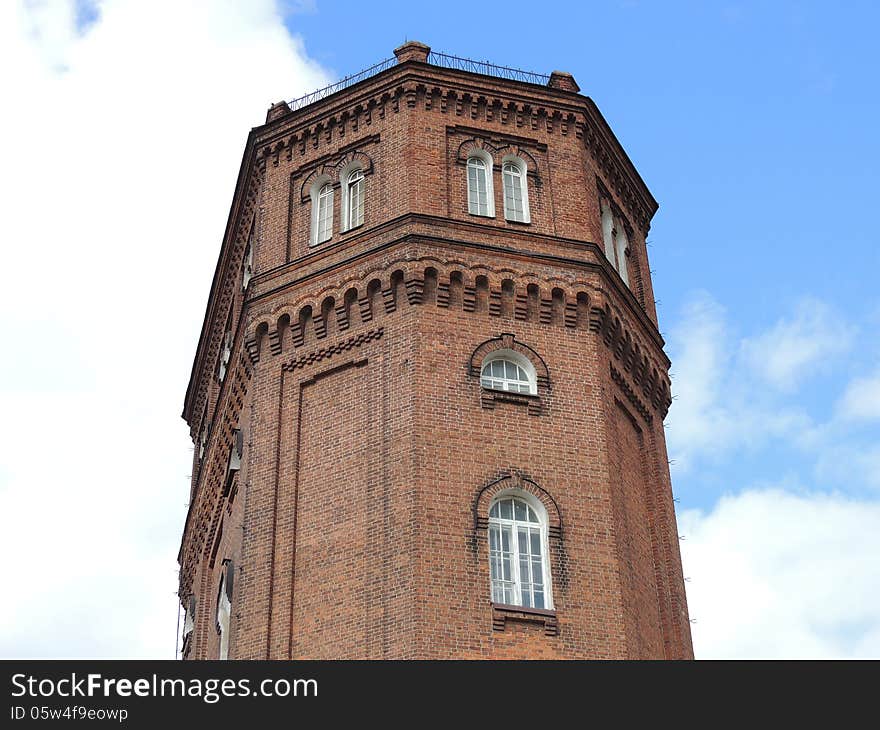 The old water tower of the 19th century red brick. The old water tower of the 19th century red brick