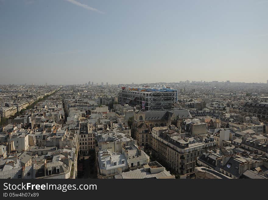 Beaubourg, aka Centre Georges-Pompidou, seen from the Tour Saint-Jacques. Beaubourg, aka Centre Georges-Pompidou, seen from the Tour Saint-Jacques.