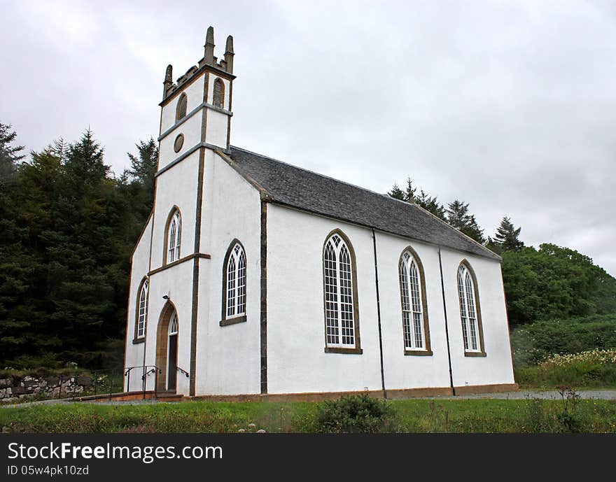 A Traditional White Painted Scottish Chapel Building.