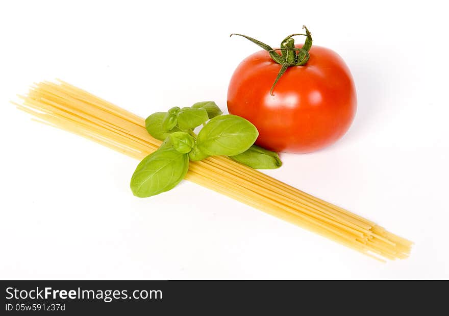 Italian pasta ingredient over white background studio shot. Italian pasta ingredient over white background studio shot