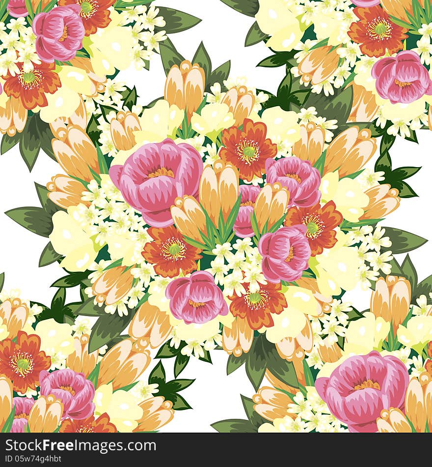 Vector seamless background with flowers. Vector seamless background with flowers