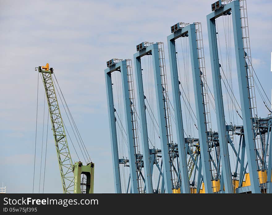 Gantry cranes at the harbor of Antwerp.