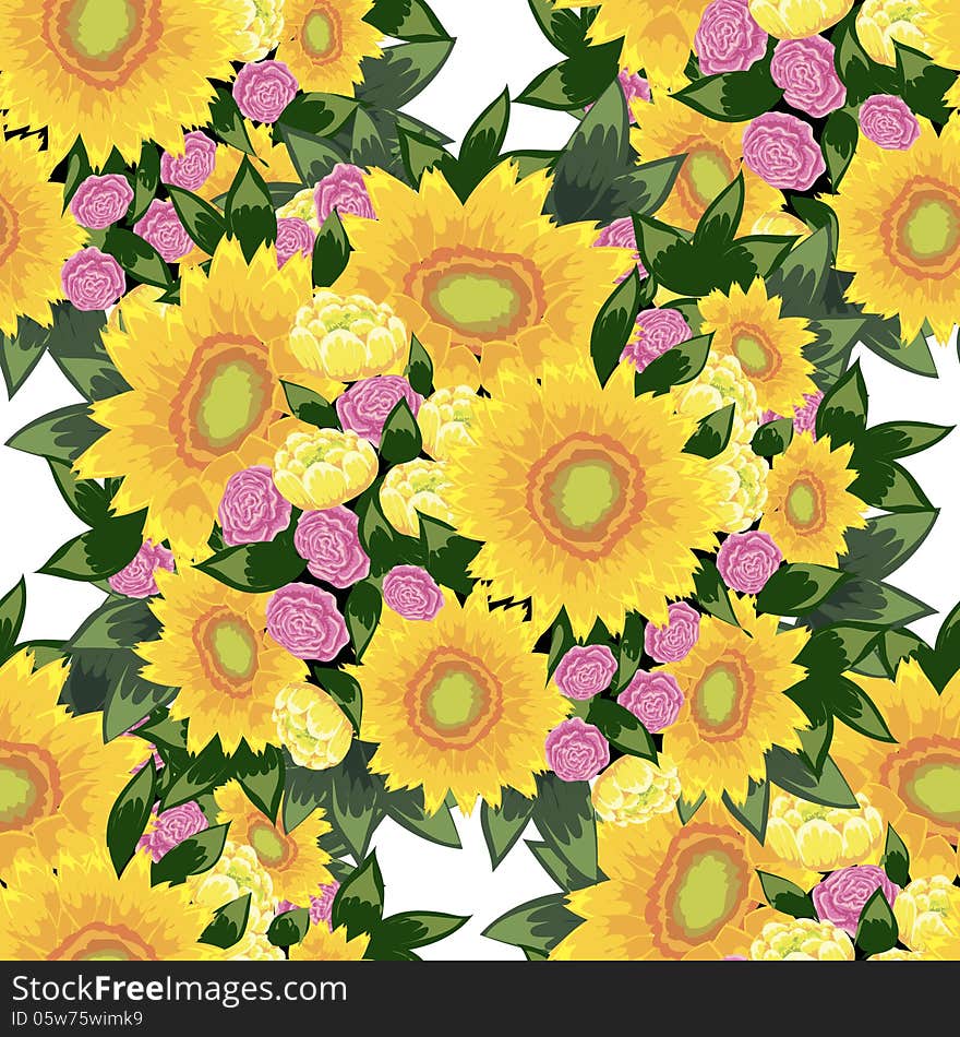 Vector seamless background with flowers. Vector seamless background with flowers