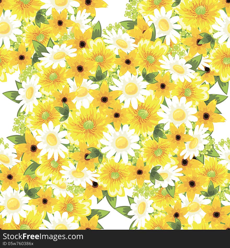 Vector seamless background with flowers. Vector seamless background with flowers