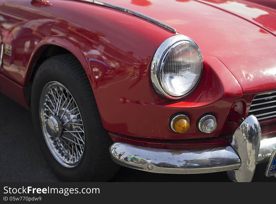 Headlight on a car hood