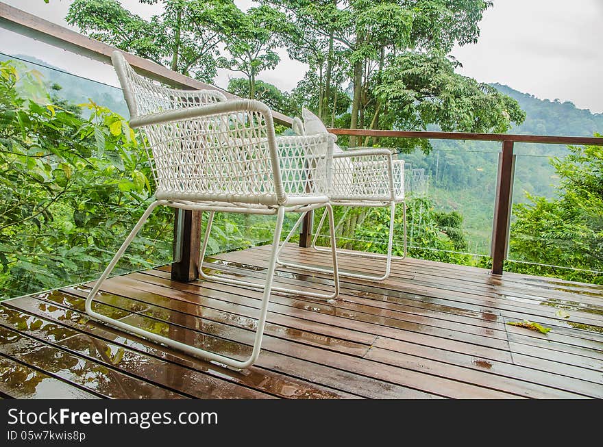 Chairs in a tropical resort